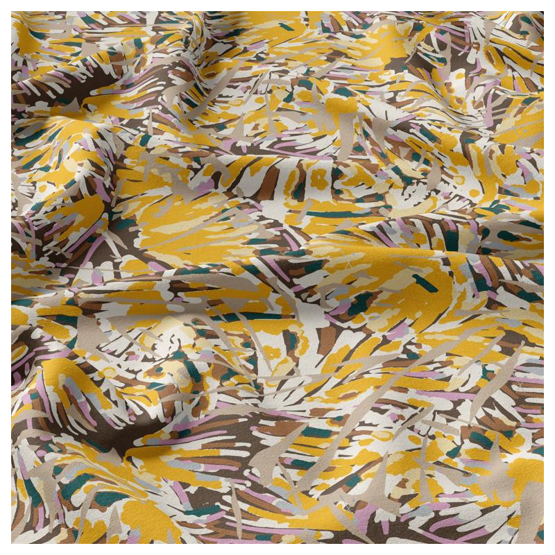 Printed Viscose FIZIA Yellow / Taupe